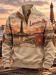 Men's UK Lancashire Day Stand Collar Long-Sleeve Sweatshirt