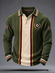 Men's UK Music Lover Mods Art Printed long sleeve polo