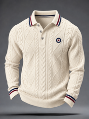 Men's UK Music Lover Mods Art Printed long sleeve polo