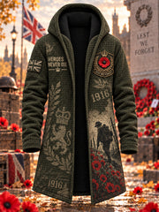 Men's Remembrance Day Lest We Forget Hooded Cardigan