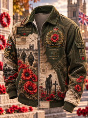 Men's British Remembrance Day Printed Corduroy Jacket