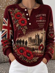 Women‘s British Remembrance Day Printed Long-sleeve Cardigan