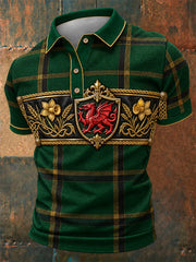 Men's Welsh Cultural Element Art Print Polo Shirt