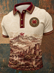Men's Welsh Cultural Element Art Print Polo Shirt