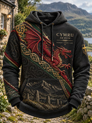 Men's Vintage British Wales Printed Hoodie