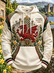Men's Vintage British Wales Printed Hoodie