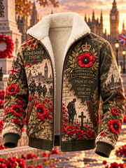 Men's Remembrance Day Lest We Forget Thickened Jacket