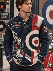 Men's Long-Sleeve Top With Modern Cultural Commemorative Print