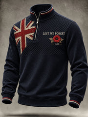 Men's Lest We Forget Print Zip-Up Hoodie