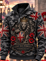 Men's Remembrance Day Lest We Forget Zip-Up Hoodie