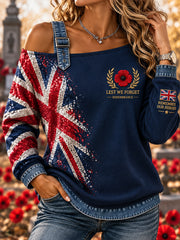 Women's Long-Sleeve Sweatshirt With Remembrance Day Print And Strap Detail