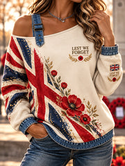 Women's Long-Sleeve Sweatshirt With Remembrance Day Print And Strap Detail
