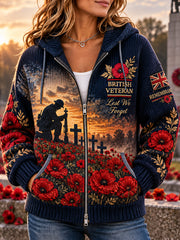 Women's Remembrance Day Print Knit Hoodie