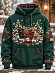 Men's Scottish Christmas Printed Hoodie with Pockets