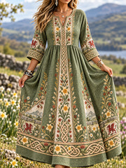 Women's Wales UK  Art Printed Linen Dress