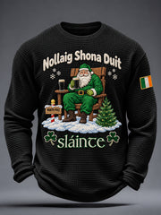 Men's Irish Christmas Print Waffle Long Sleeve T-Shirt