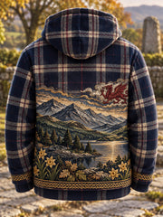 Men's Welsh-Style Print Zip-Up Hoodie