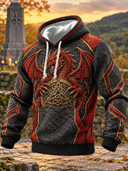 Men's Welsh-Style Print Checkered Cotton Hoodie
