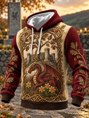 Men's Welsh-Style Print Checkered Cotton Hoodie