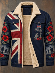 Men's Fleece-Lined Jacket With Veteran Memorial Graphic Print