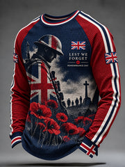 Men's Veteran Memorial Graphic Raglan-Sleeve Waffle-Knit Sweatshirt