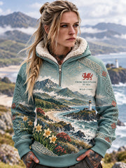 Women's British Wales Printed Fleece-Lined Hoodie