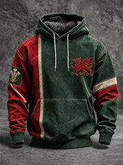 Men's Welsh Dragon Oversized Drop-Shoulder Hoodie with Pockets