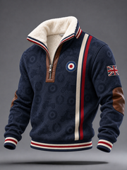 Men's UK Music Lover Mods Art Printed Plush Stand Collar Shirt