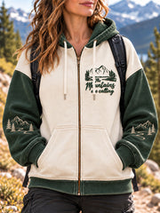 Women's The Mountains are Calling Print Zip-Up Hoodie