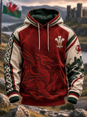 Men's Welsh Dragon Oversized Drop-Shoulder Hoodie with Pockets