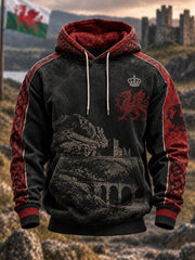 Men's Welsh Dragon Oversized Drop-Shoulder Hoodie with Pockets