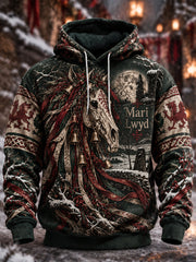 Men's Welsh Dragon Oversized Drop-Shoulder Hoodie with Pockets