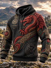 Men's British Wales Printed Checkered Cotton Hoodie
