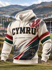 Men's British Wales Printed Checkered Cotton Hoodie