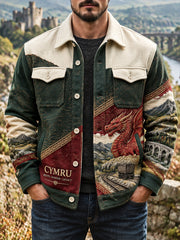 Men's Retro British Wales Printed Heavyweight Jacket