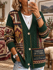 Women's Retro British Wales Printed Imitation Cardigan Coat