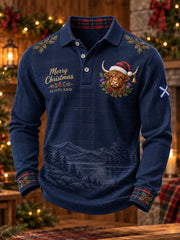 Men's Scotland Christmas Art Printed Casual Tops