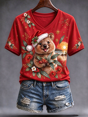 Women's Australian Christmas printed short-sleeved T-shirt
