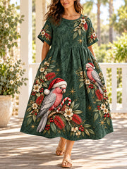 Women's Christmas In Australia Art Printed Linen Dress