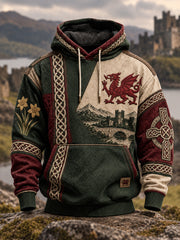 Men's Welsh Dragon Oversized Drop-Shoulder Hoodie with Pockets