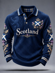 Men's St. Andrew's Day Print Long Sleeve Polo
