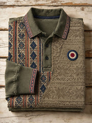 Men's Retro Modern Cultural Pattern Printed Polo Shirt