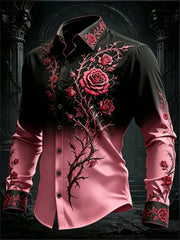 Men's Floral Art Long Sleeve Shirt