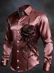 Men's Floral Art Long Sleeve Shirt