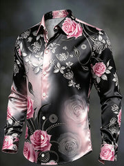 Men's Floral Art Long Sleeve Shirt