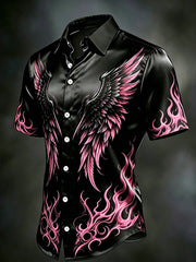 Men's Black Pink Gradient Art Short Sleeve Shirt