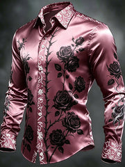 Men's Floral Art Long Sleeve Shirt