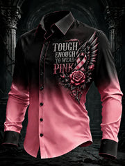Men's Black Pink Gradient Art Long Sleeve Shirt