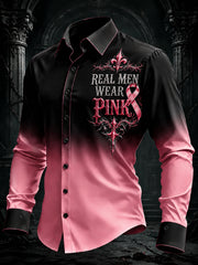 Men's Black Pink Gradient Art Long Sleeve Shirt