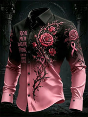 Men's Black Pink Gradient Art Long Sleeve Shirt